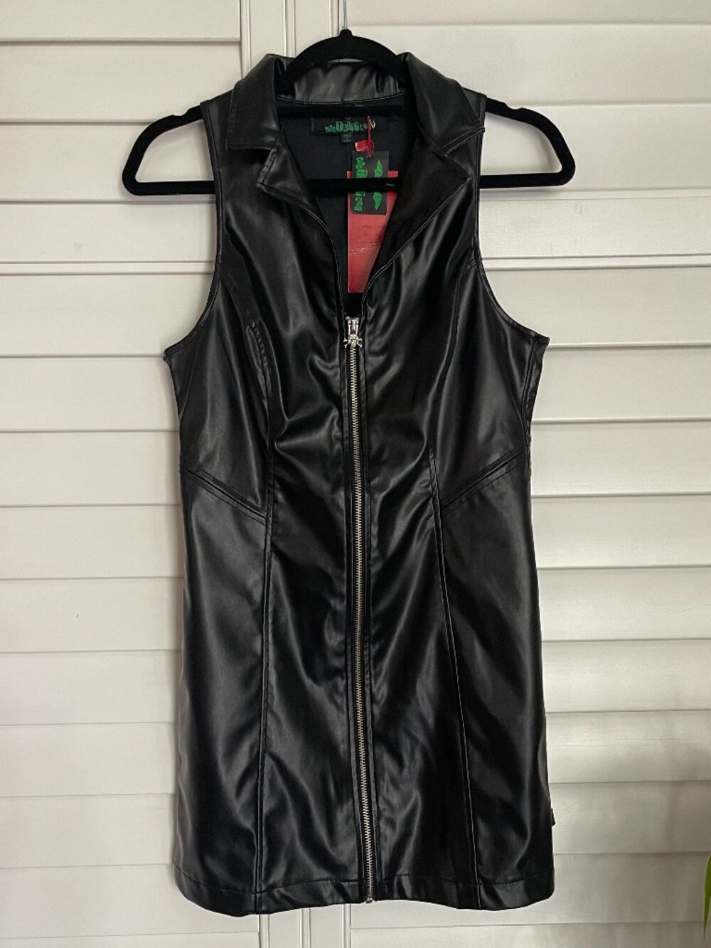 *NWT VTG* Tripp NYC Faux Leather Zip Front Mini Dress Size Medium
